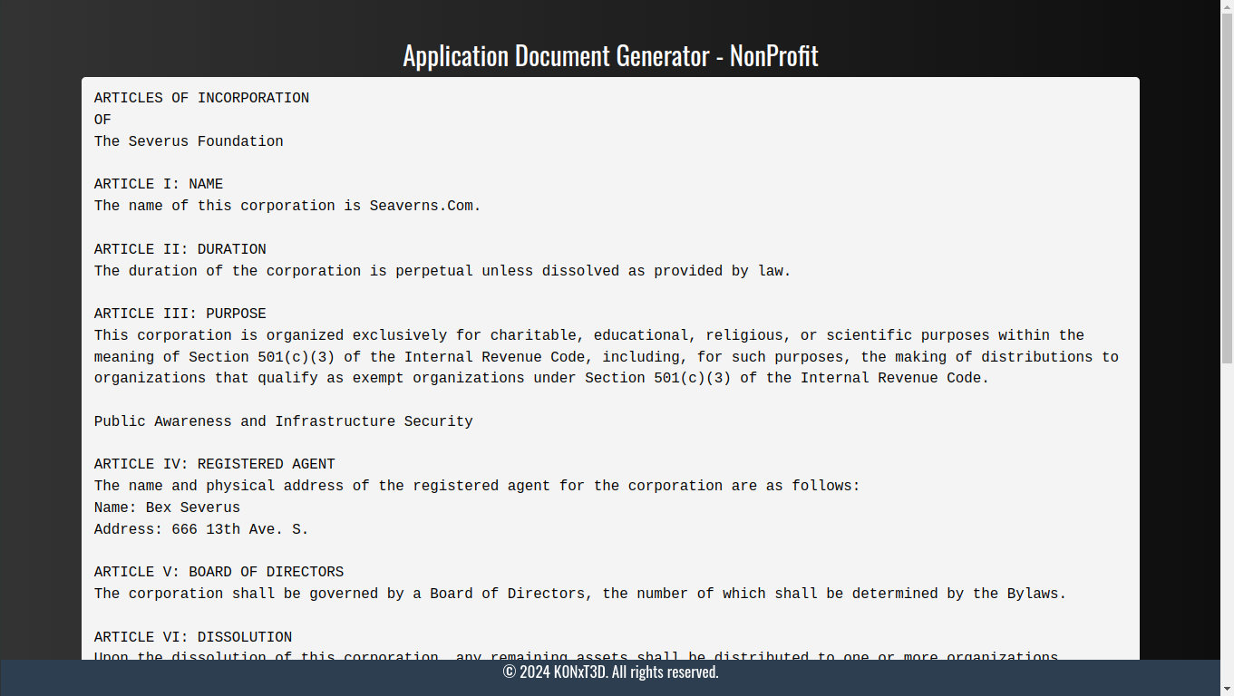 A Better Business Aggregator - User Form Output