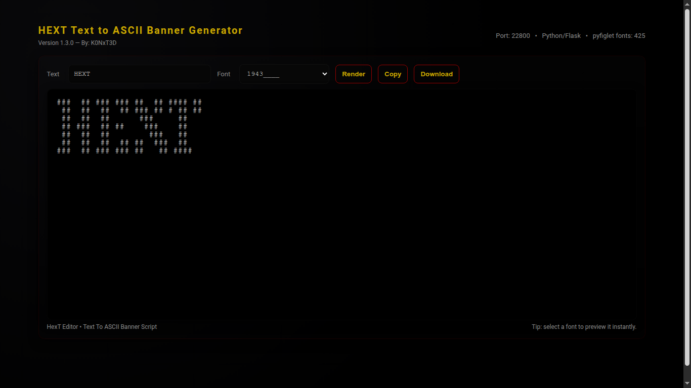 HEXT — Text to ASCII Banner Generator